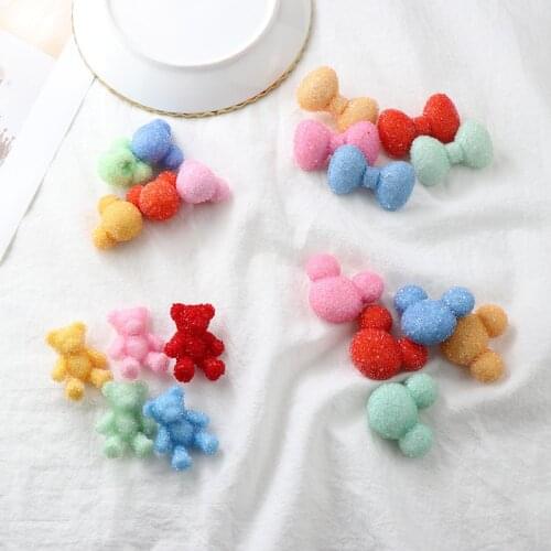 10pcs diy korea crystal bear bow mickey hair ring part.for woman hairpin head wear jewelry making accessories. 2021 wholesale