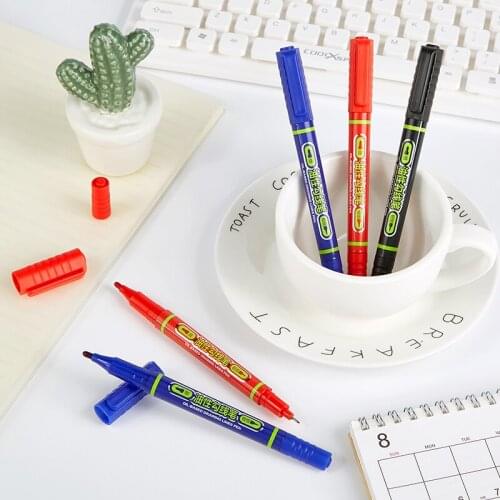 12 Boxes of Baoke MP2915 Small Double-headed Hook Line Note Pen Student Hook Line Pen Marker Pen, Oily and Quick-drying