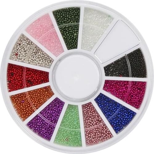 12 Colors Rhinestones for Nail Strass 3D Micro Balls for Nail Art Decorations Steering-wheel 3D Caviar Beads Studs Accessories