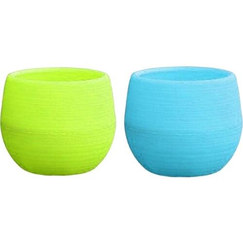 2pcs Mini Resin Succulent Planter Vase Cacti Plant Box With Drainage Hole