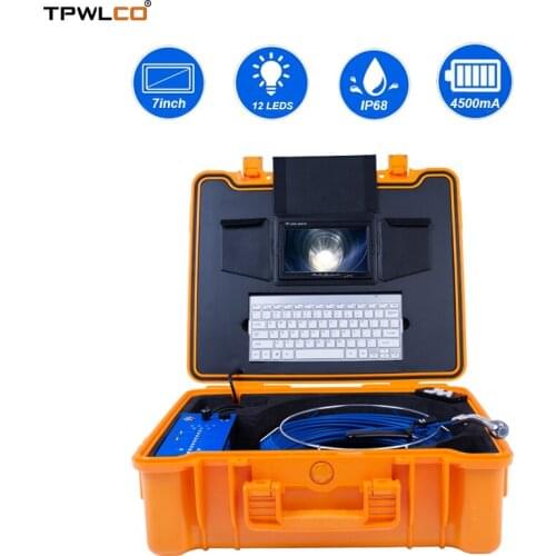 25mm Tube Endoscope Inspection Camera With 12pcs LEDS 7inch Monitor Pipe Video Waterproof Camera System DVR/Keyboard 20m