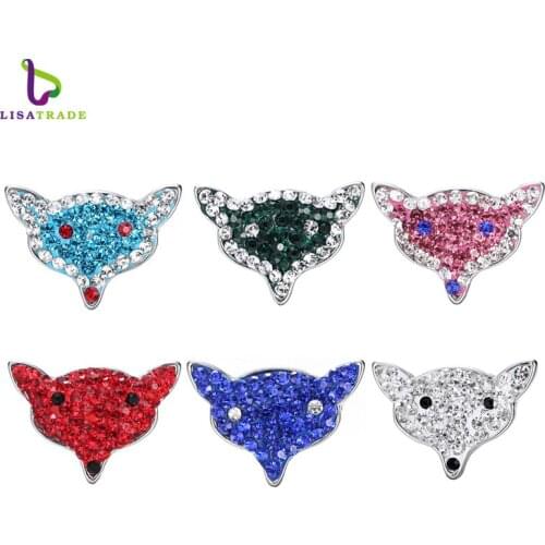 5PCS "Fox" Shaped Snap Jewelry Fit Snap Button Bracelet andPendant Rhinestone Delicate LSSN021*5--LSSN021-6*5