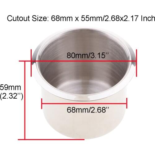 5 Pieces Stainless Steel Cup Drink Holders for Marine Boat Yacht RV Camper Truck - 68x55mm