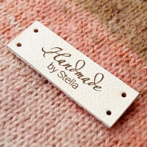 55pcs customize Handmade Sewing Knitting labels with logo, leather clothing Crochet tags Rectangle label, cosas personalizadas