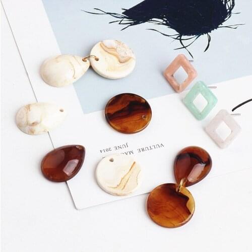 DIY ear jewelry accessories Teardrop Earrings acetate square wafer material pendant