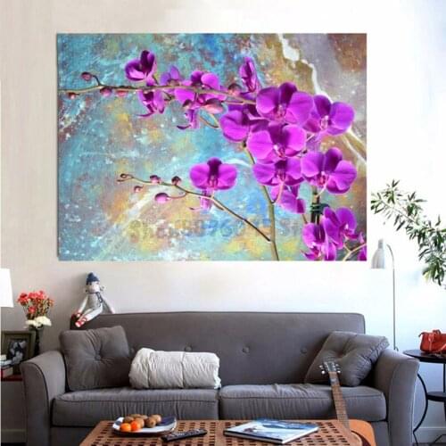 5D DIY Diamond Painting purple orchid flower Full Square/Round Drill Embroidery Cross Stitch 5D icon gift Home mosaic arts TT254