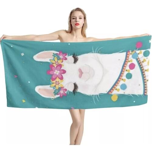 Upetstory Cute Alpaca Print Bath Towel Microfiber Super Soft Absorbent Quick-drying Shower Towels for Adult Kids 75X150CM