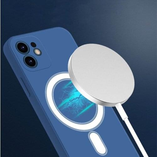 Magnetic Charge Silicone Phone Case For iPhone 12 11 Pro Max Mini XS X XR 8 Plus SE 2020 Case Support Wireless Charging Cover
