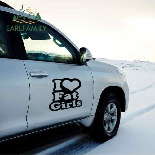 EARLFAMILY 58cm x 58cm I Love Fat Girls Vinyl Car Wrap Decal Car Truck Big Sticker Side Door Heart Chicks Thick Car Styling