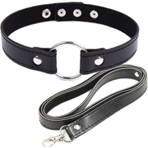 FX Candiway Leather Collar Lead Chain Bondage Boutique Adult Game BDSM Collars Submission Sex Toys Pet Traction Belt Sex Game