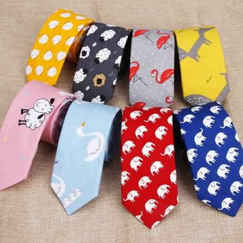 Cotton Mens Colourful Tie Animal Chicken Goat Fox Ties Narrow Kids Children Necktie Slim Skinny Cravate Narrow Thick Necktie