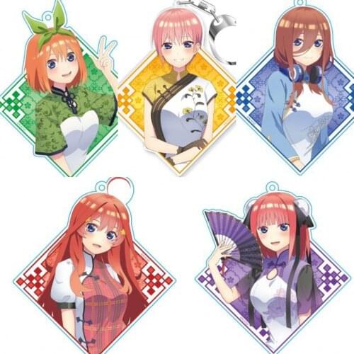 Anime The Quintessential Quintuplets Nakano Ichika Miku Acrylic Keychain Pendant Charm Keyring Decor Cartoon Cheongsam Series
