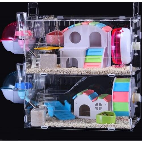 Hamster cage oversized villa acrylic gold bear transparent double hamster nest pet products