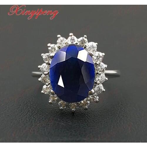 925 silver inlaid natural sapphire ring female classic girlfriend mother good gift boutique jewelry
