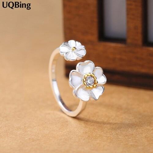 2019 New Arrivals Pure 925 Sterling Silver Cheery Flower Rings For Women Adjustable Size Ring Fashion Sterling Silver Jewelry