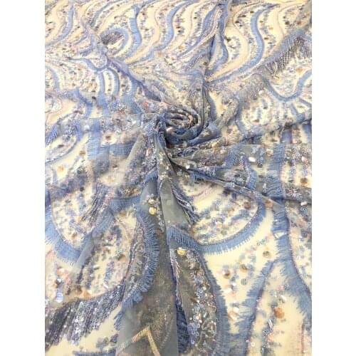 Beautiful SYJ-566829 Embroidered Mesh Lace with sequins Nigerian Embroidery Lace for Wedding Dress