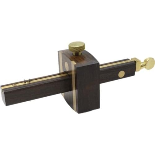 Best 8 Inch/20Cm Ebony Deluxe British Marking Gauge Wood Scribe Mortise Gauge With Screw Woodworking Measuring Tool