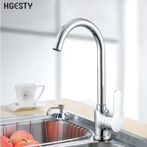 Kitchen Faucet Copper 360 Degree Rotation Curved Outlet Pipe Tap Basin Faucet Single Handle Hot And Cold Water Mixer Tap Crane