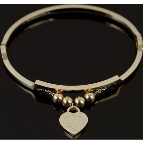 Fashion 4 Bead Chains With Heart Pendant Stainless Steel For Women Ladies Luxury Womens Bracelet Wedding Party Jewelry Gifts