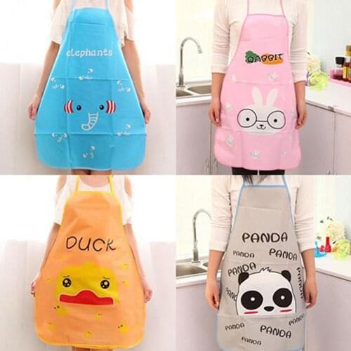 1pc Fashion Women Waterproof Cartoon Aprons Kitchen Oil Resistant Cooking Bib Charm Aprons
