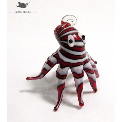 Handmade Murano glass octopus ornament Pendant Aquarium fish tank decor hanging art accessories Mini Marine life animal Figurine