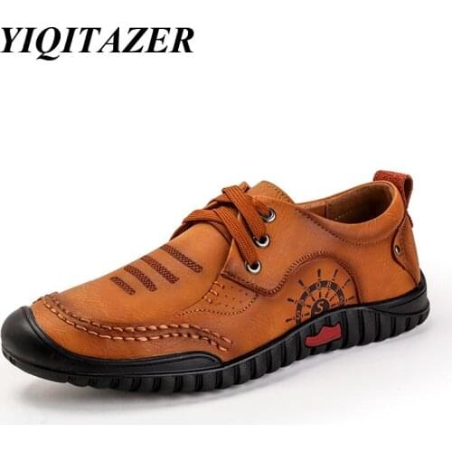 YIQITAZER 2018 Spring New Design Man Shoes Leather,Wedding Business Lace up PU Casual Men Shoes Men Leather Shoes Platform