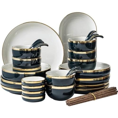 Nordic ins dishes set bowls dishes household nets red tableware Japanese dishes and chopsticks 2/4 person dishes bowls set