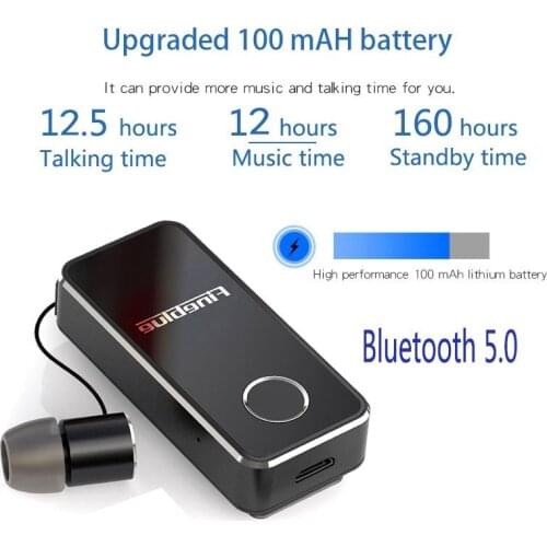 Fineblue F2 Earphone Wear Clip Vibrating Music Headset Bluetooth 5.0 Retractable Earphones