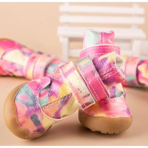 New Fashion Waterproof Cartoon Dog Boots Autumn Spring Anti-slip Puppy Shoes Warm Chihuahua 4pcs/set Drop Shipping Pugs Products