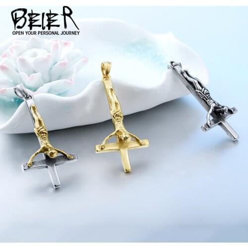 Beier new store 316L Stainless Steel pendant necklace Jesus pendant cross Fashion Jewelry LLBP8-082P