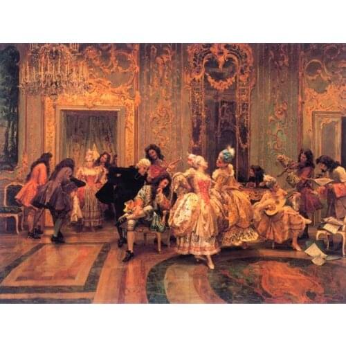 Free shipping classical aristocrats dance party canvas prints court figures oil painting printed on canvas decoration picture
