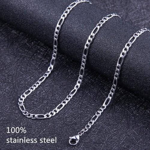 Cheap wholesale 4MM stainless steel 3:1 chain necklace Fashion hip-hop rock mens jewelry Length 50-70CM drop shipping