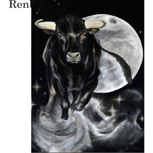 Diy handicraft diamond Embroidery black moon bull full square round drills 3d Picture Of Rhinestone Painting Diamond mosaic sale