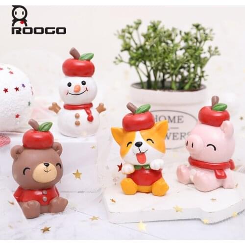 Roogo home decoration accessories corgi ornament the best gift for Christmas Eve kawaii statue desktop decor figurines sculpture