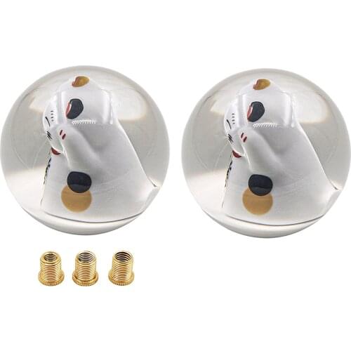 Cute Fortune Lucky Cat 70MM Manual Round Ball Gear Shift Knob M12X1.25 M10X1.5 M10X1.25 Universal Acrylic Stick Shift Knob