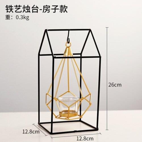 Nordic Golden Geometric Wrought Iron Hanging Candle Holder Decoration Home Decoration Candle Holder Decoration Home Decoration