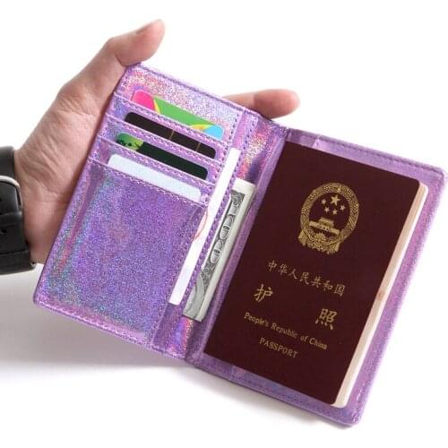 Laser Sequin Pu Passport Bag Wallet Korean Version Multi functional Certificate Creative Literature And Art Fresh