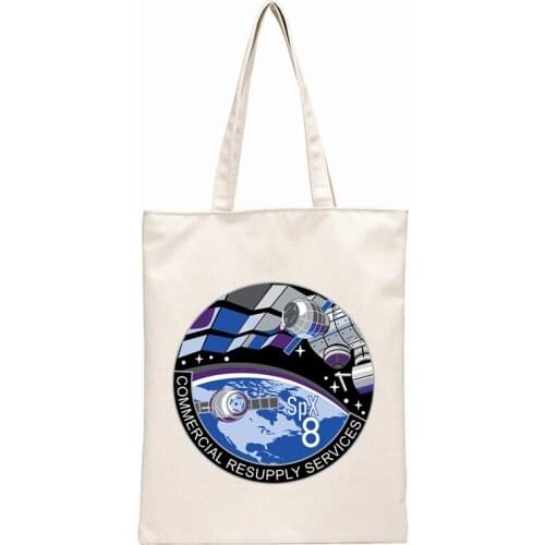 Spacex Moon Funny Bag Fashion Handbag Canvas Bag Tote Ladies Casual Shoulder Bag Reusable Shopping Bags