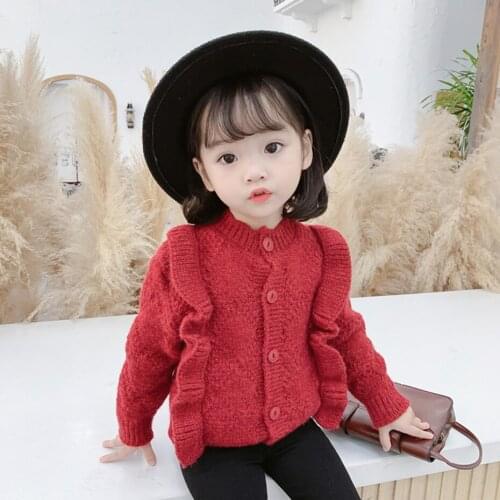 Toddler Girls Knitted Coat Solid Color Sweater Coat Girl Casual Style Childrens Jacket Spring Autumn Kids Clothes Girl