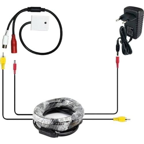 High Sensitive Microphone Kit Security Camera Audio Mic + 10m DC/AV Cable +Power Adapter For CCTV Security Cameras DVR System