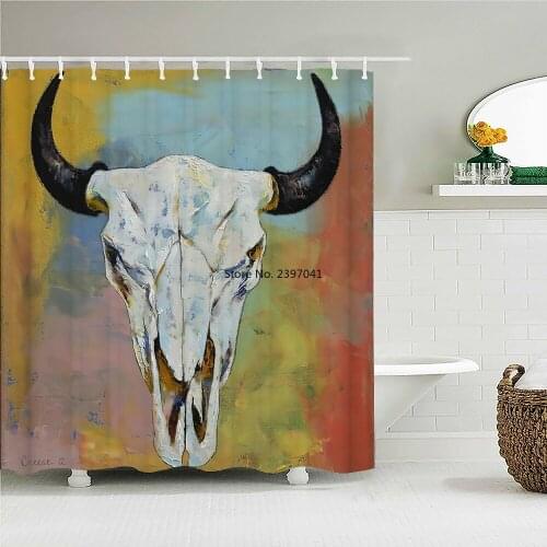 Art Deer Elk Shower Curtain Printed Personality Bathroom Curtains Shower Wall Hanging Decor Shower Curtains