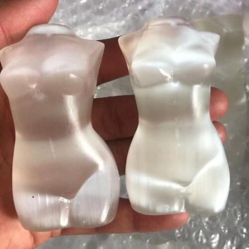 1 Pcs hand carved natural selenite crystal gypsum female model body craft ornament