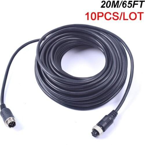10PCS 65FT 20M Car Video 4-Pin Aviation Extension Cable for CCTV Rearview Camera Truck Trailer Camper Motorhome Backup Monitor