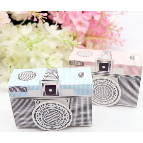 10pcs 8x5.5x3.5cm Pink & Blue Camera Style Gift Candy Boxes Wedding Party Decoration Valentines Day Baby Shower Gift Box