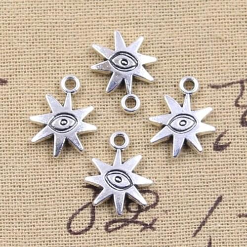 15pcs Charms Eye Sun Sunburst 19x15mm Antique Silver Color Pendants DIY Crafts Making Findings Handmade Tibetan Jewelry