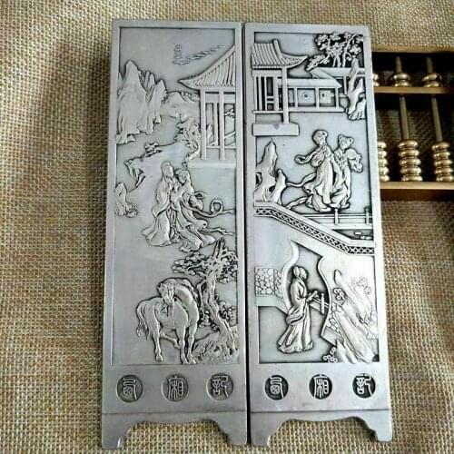 4 pcs old China tibet Silver token statue Collection FengshuiN b