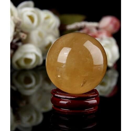 40mm Citrine Stones Ball Natural Crystal Sphere Ball Healing Gemstone For Home Ornaments Supplies