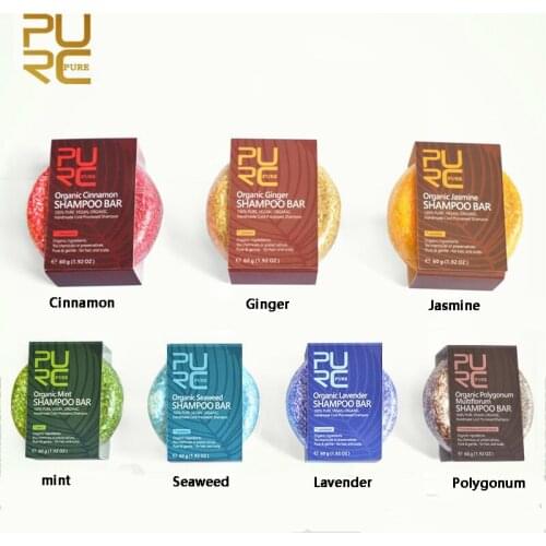 7Pcs/Lot PURC Plant Organic Shampoo Bar 100% Handmade Cold Processed Hair Shampoo No Chemicals Or Preservatives Womens Hair Care