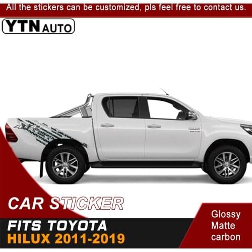 Car Stickers For Toyota Hilux Vigo Revo Rocco 2011-2019 2Pcs Side body Rear Trunk Mud Splash Invincible Graphic Vinyl Car Wrap