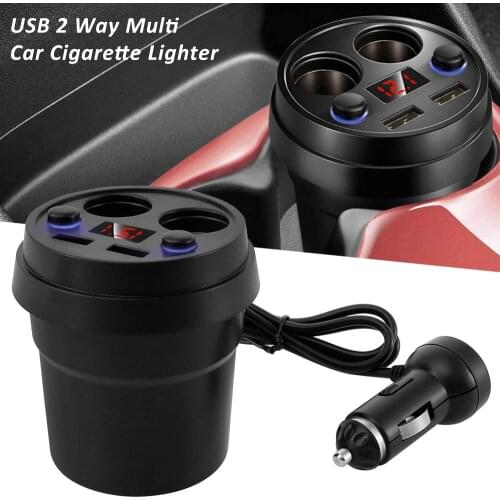 Car Charger Splitter 2-Way Multi Charger Power Adapter Cigarette Lighter Socket Splitter with LED Light for iPhone iPad Android